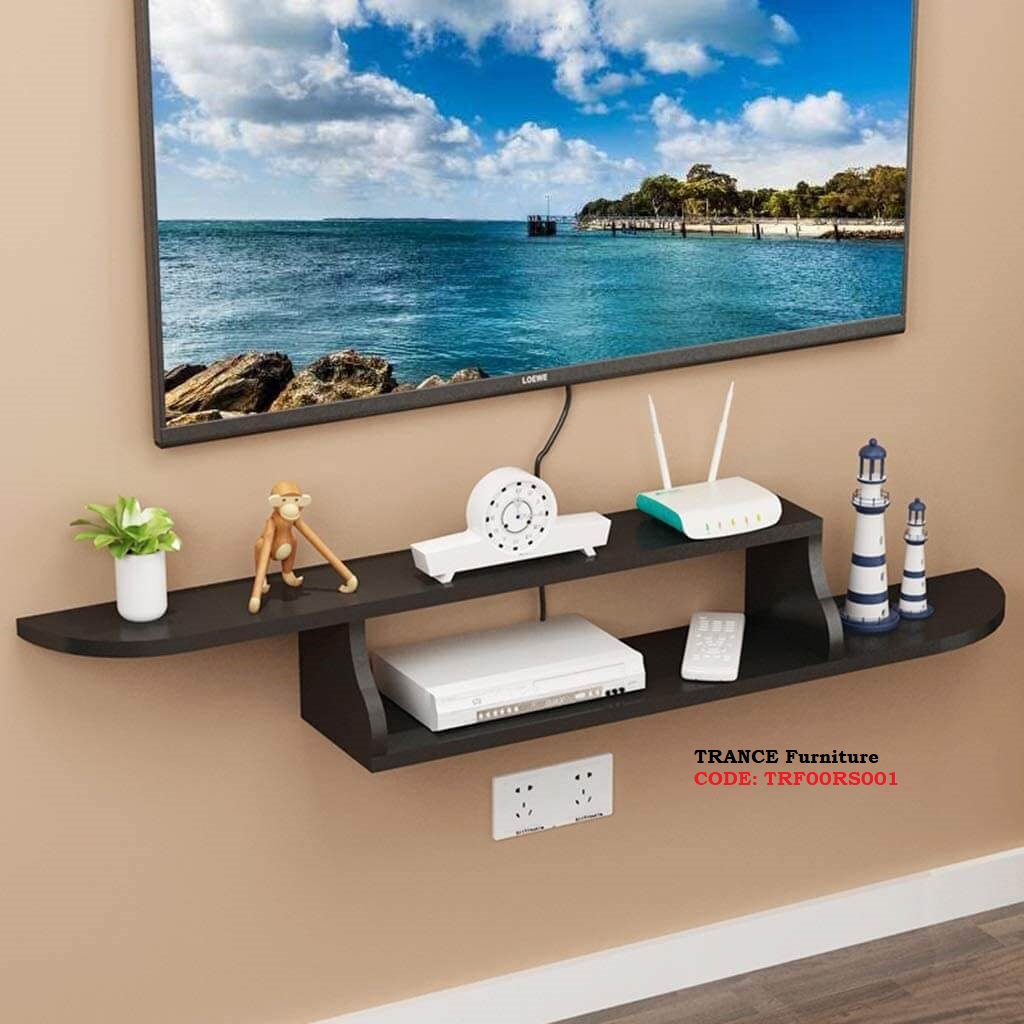 TRANCE Floating TV Stand Wall Mounted Media Console Entertainment Storage Shelf Set-top Box Stand Hanging Wi-Fi Router Storage Wall Mount Shelves